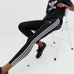 Black adidas 3 stripe trefoil leggings